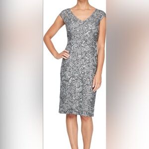 Alex Evenings grey and silver sequin cocktail dress size 16